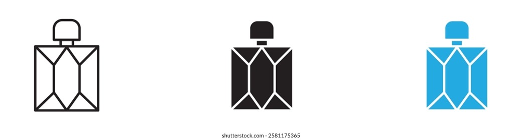 Perfume bottle icon black white vector outline