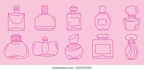 Perfume bottle icon design set.