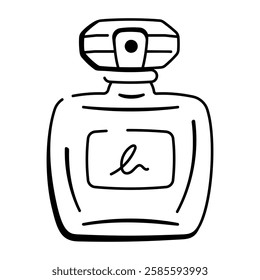 Perfume bottle icon in doodle style 

