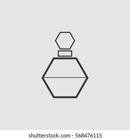 Perfume bottle icon flat. Black pictogram on grey background. Vector illustration symbol
