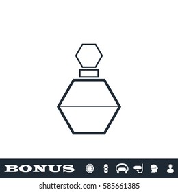 Perfume bottle icon flat. Black pictogram on white background. Vector illustration symbol and bonus button