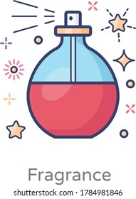 A perfume bottle icon in flat design, fragrance vector 