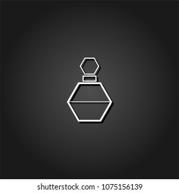 Perfume bottle icon flat. Simple White pictogram on black background with shadow. Vector illustration symbol