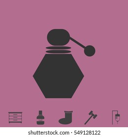 Perfume Bottle icon flat. Simple vector grey pictogram and bonus symbol