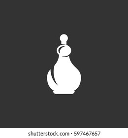 Perfume bottle icon illustration isolated on black background. Perfume bottle vector logo. Flat design style. Modern vector pictogram, sign, symbol for web graphics - stock vector
