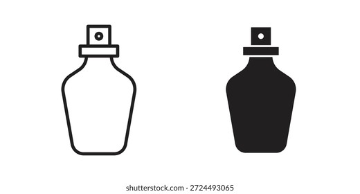 Ilustración de icono de botella de perfume, Vector de línea delgada, signo de Diseño web,