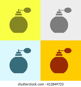 Perfume Bottle Icon on Four Different Backgrounds. Eps-10.