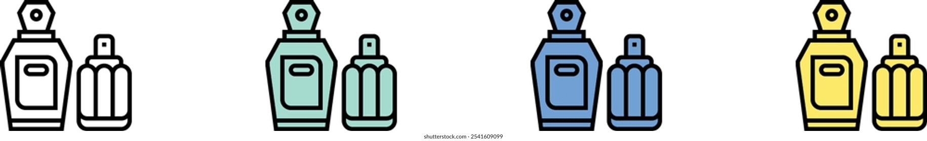 perfume bottle icon. Outline, Green, Blue and Yellow Style Design Isolated On White Background