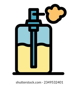 Vector de contorno del icono del frasco Perfume. Aire limpio. Purificar el plano de color ecológico