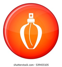 Perfume bottle icon in red circle isolated on white background vector illustration