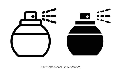 Perfume bottle Icon set in black filled and line.