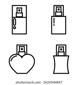 Perfume bottle icon set in line style