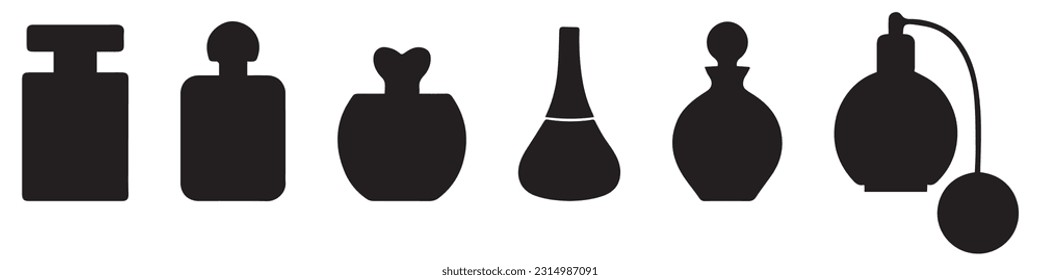 Perfume bottle icon set with white background. Thin Line Style stock vector.EPS 10