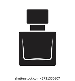 Ilustración vectorial de icono de botella de perfume que muestra el concepto de aroma de producto cosmético de la belleza del envase de cristal del olor de la fragancia aislado elemento de diseño de fondo blanco