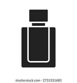 Ilustración vectorial de icono de botella de perfume que muestra el concepto de aroma de producto cosmético de la belleza del envase de cristal del olor de la fragancia aislado elemento de diseño de fondo blanco
