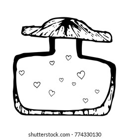 Perfume bottle icon. Vector illustration of toilet water. Hand drawn bottle of perfume.