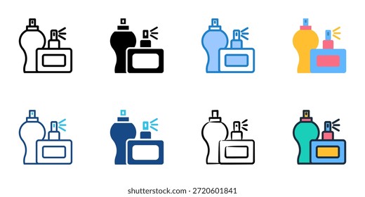 Perfume bottle icons set multiple style collection. Editable stroke 

