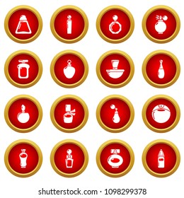 Perfume bottle icons set. Simple illustration of 16 perfume bottle vector icons for web