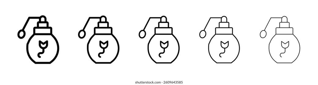 Perfume bottle icons vectors set in different stroke lines