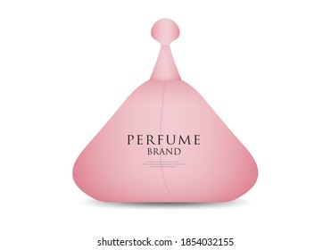 Perfume bottle isolated realistic vector 3D illustration, packaging design, product design