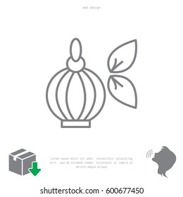 Perfume bottle with leaves vector icon