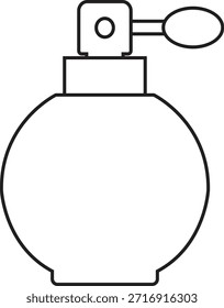 Icono de la línea de la botella de perfume. Ilustración gráfica de Vector que representa la fragancia del aroma atomizador de la belleza cosmética minimalista elemento de diseño de silueta negro aislado sobre fondo transparente.