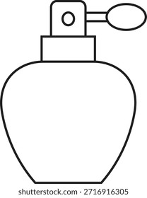 Icono de la línea de la botella de perfume. Ilustración gráfica de Vector que representa la fragancia del aroma atomizador de la belleza cosmética minimalista elemento de diseño de silueta negro aislado sobre fondo transparente.
