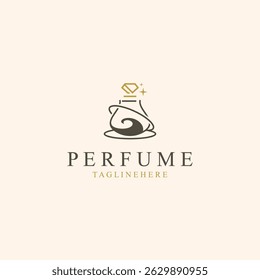 El símbolo del diseño del logotipo de la botella de perfume se puede utilizar para el negocio y la Plantilla cosmética de la tienda del perfume