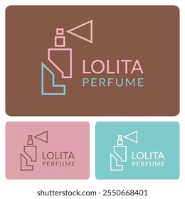 O logotipo do frasco do perfume é adequado para negócios, empresa, cosmética e loja de perfumes.