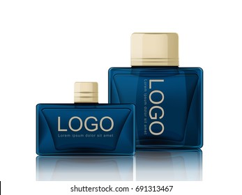 Perfume Bottle, Men's Perfume, Cologne, Blue, With A Gold Cap.