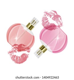 Perfume bottle mockup on white background, Cosmetic glass bottle in 3d illustration for design use, Vector EPS 10 illustration