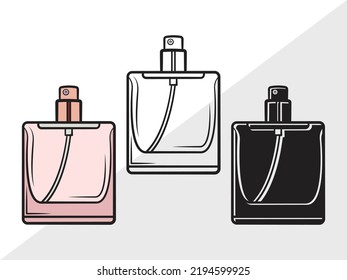 Perfume Bottle Monogram SVG Printable Vector Illustration