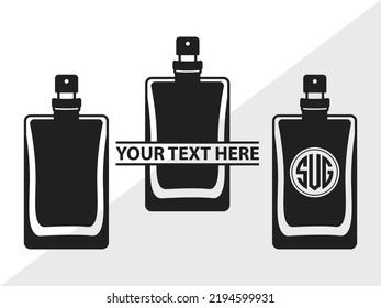 Botella Perfume Monograma SVG Impresora Vector Ilustración