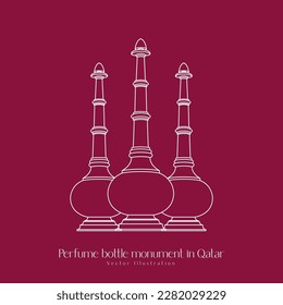 Perfume bottle monument in Qatar. Line Art, Vector Illustration