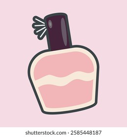 perfume bottle with outline flat vector design.