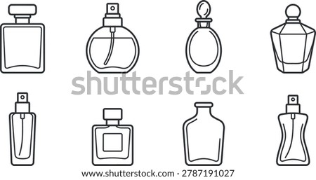 Perfume Bottle Outline Icons Vector Set