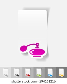 perfume bottle paper sticker with shadow. Vector illustration