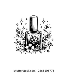 Botella de perfume y Vector de rosa