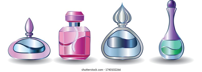 Perfume Bottle Set, decorative
design, vector illustration