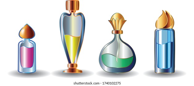 Parfüm Flasche Set, dekorativ
Entwurf, Vektorgrafik