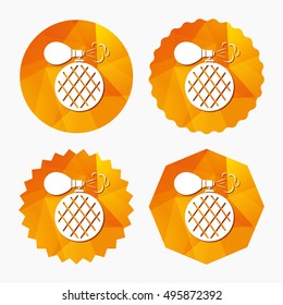 Perfume bottle sign icon. Glamour fragrance symbol. Triangular low poly buttons with flat icon. Vector