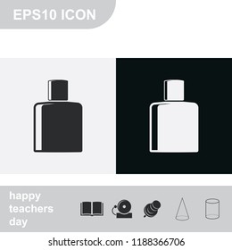 Perfume bottle simple flat black and white vector icon.