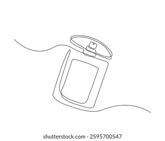 Perfume bottle simple outline illustration. Continuous line drawing of perfume bottle for print, packaging, banner, card, wall art poster, brochure, postcard.