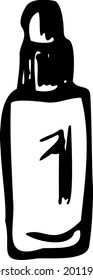 Perfume bottle sketch. Hand-drawn black and white vector illustration.