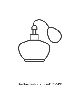 Perfume bottle with spray atomizer line icon.