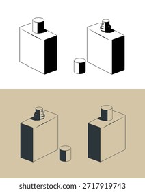 Perfume garrafa estilizado vetor ilustrações isométricas