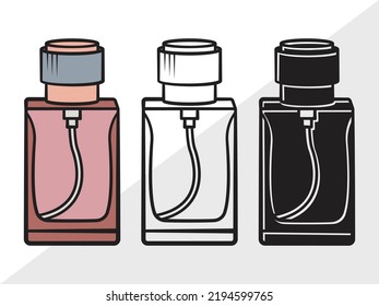 Ilustración de vectores imprimibles de SVG en frascos Perfumes
