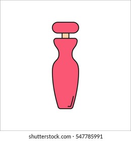 Perfume bottle symbol flat sign line icon on background