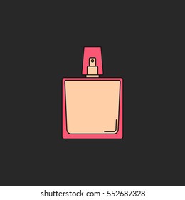 Perfume bottle symbol flat sign line icon on background