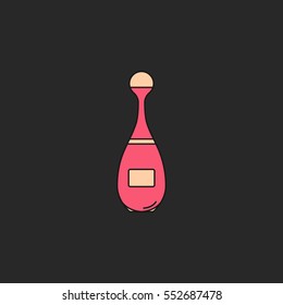 Perfume bottle symbol flat sign line icon on background